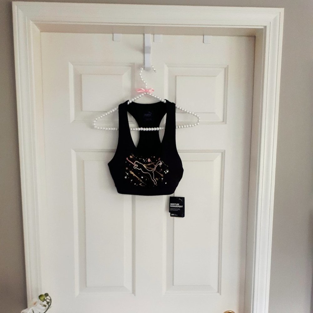 NWT Puma black & gold training racer back bralet, M - Picture 3 of 5